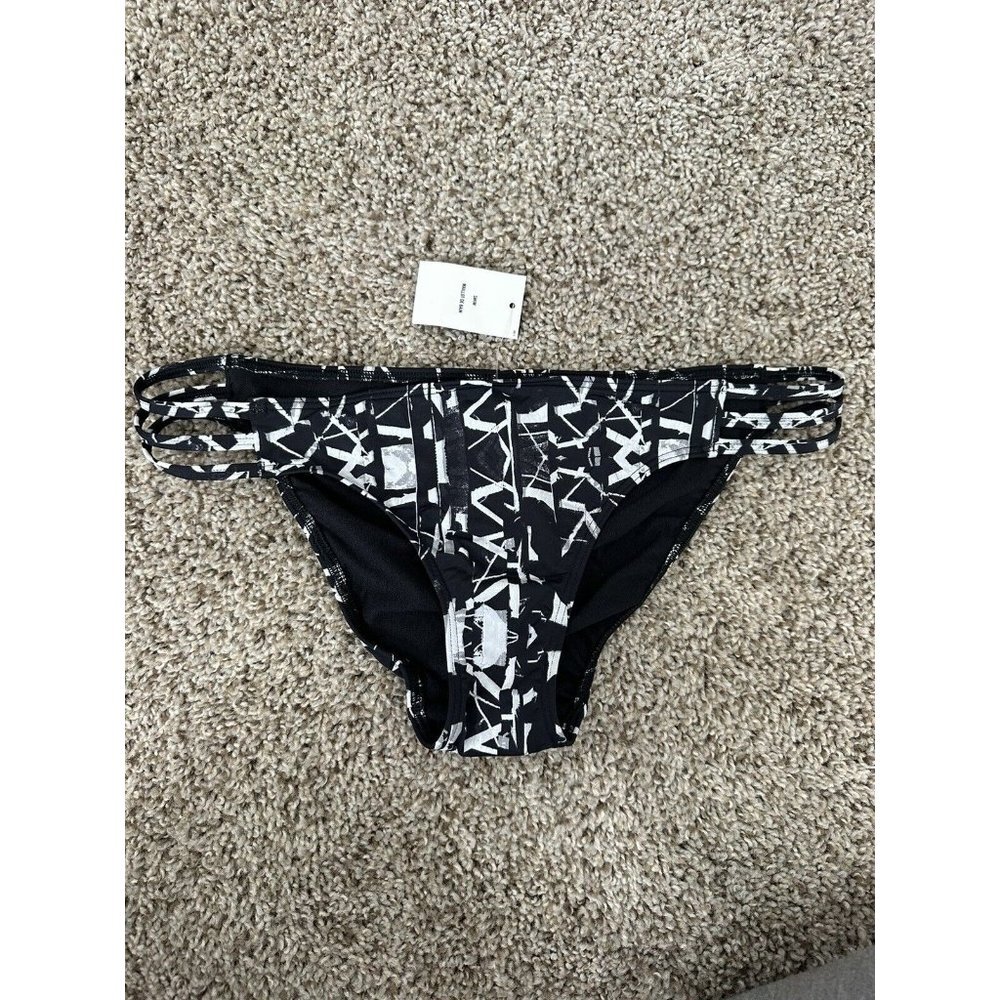 Abercrombie & Fitch Strappy Side Swim Bikini Bottoms Size Medium Black/white